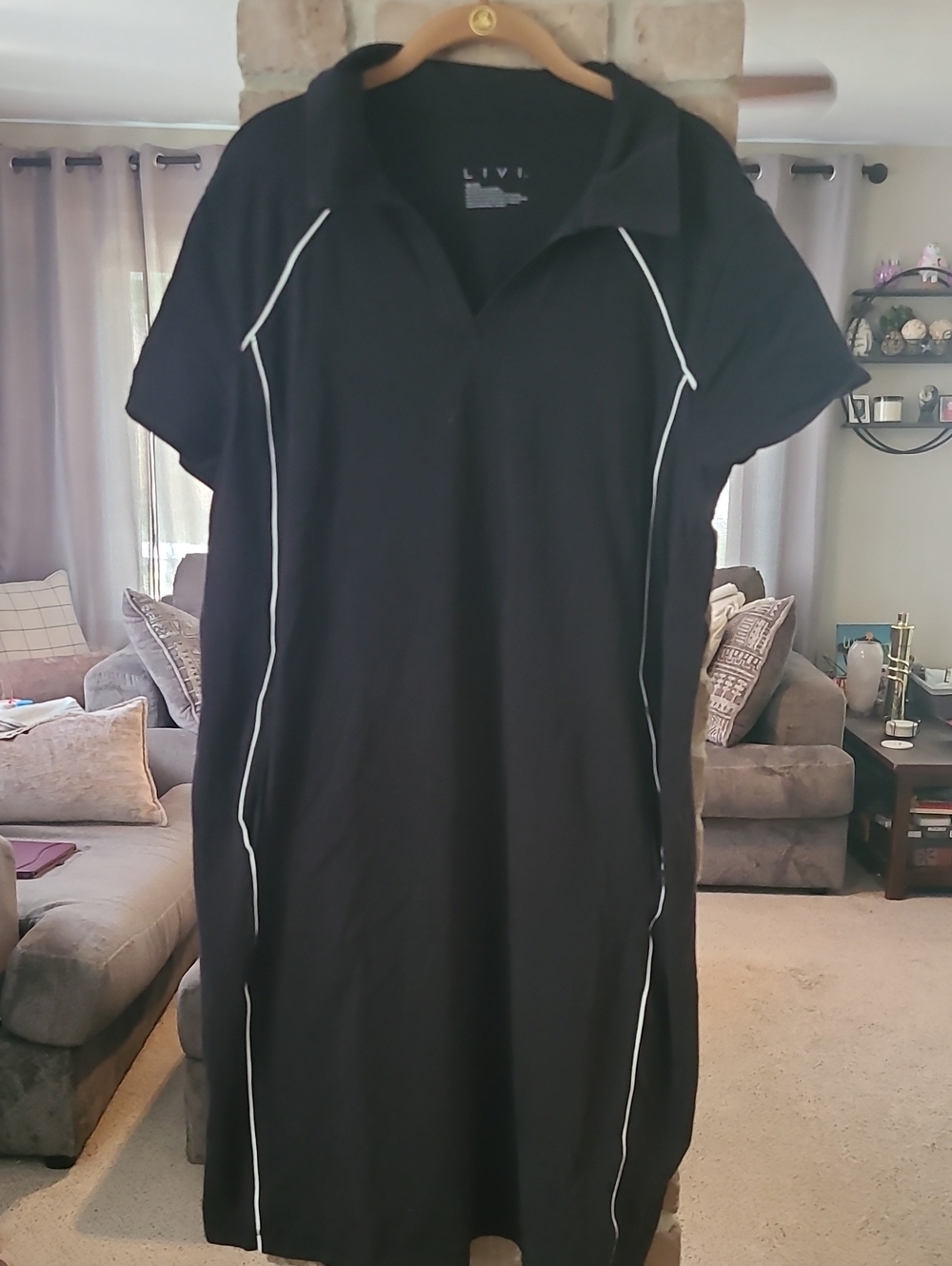 LIVI Black Polo Dress with White Piping